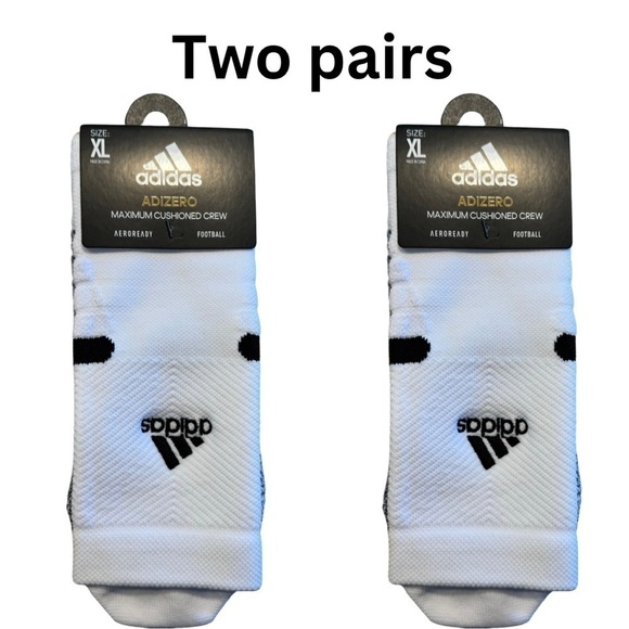 Adidas Adizero Football Socks Max Cushioned Crew White Mens Size XL 12-1…‎ - Picture 1 of 3